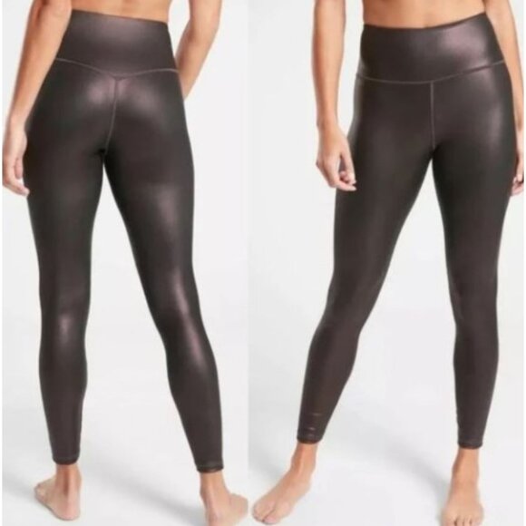 Athleta Elation Ultra Rise Shimmer Tight Leggings in Antique Burgundy, Size SP - Picture 2 of 12